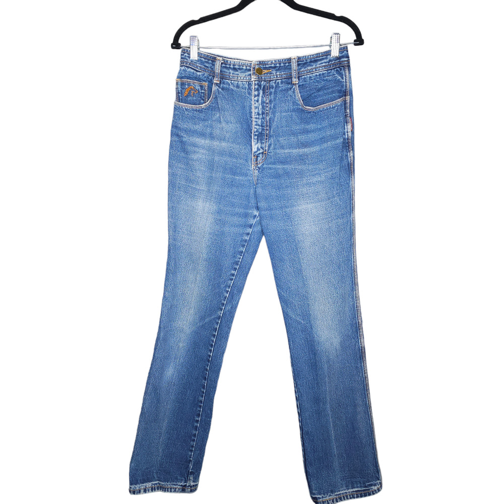 Jordache Horse Embroidered Straight Leg High Waist Denim Jeans 14 Western